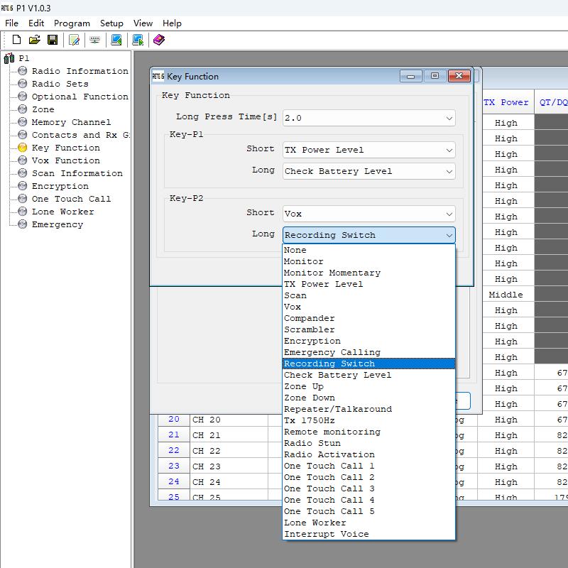 retevis p1 side key function