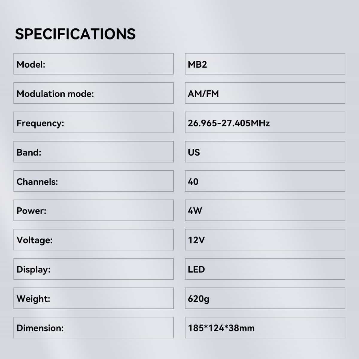 product specifications