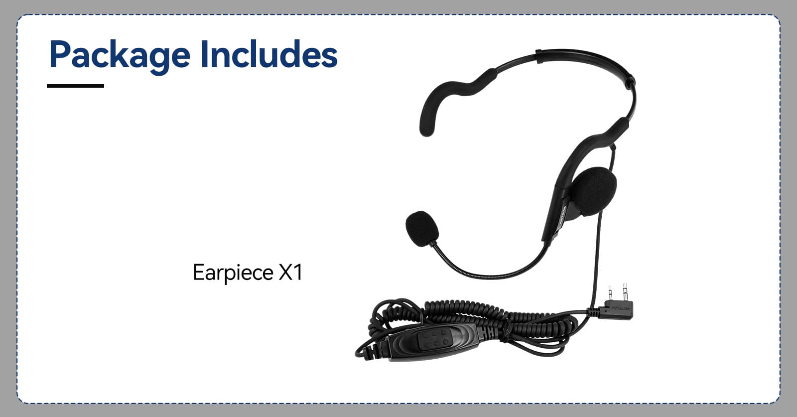 Behind-The-Head Walkie Talkie Headset with Boom Mic Kenwood 2Pin package