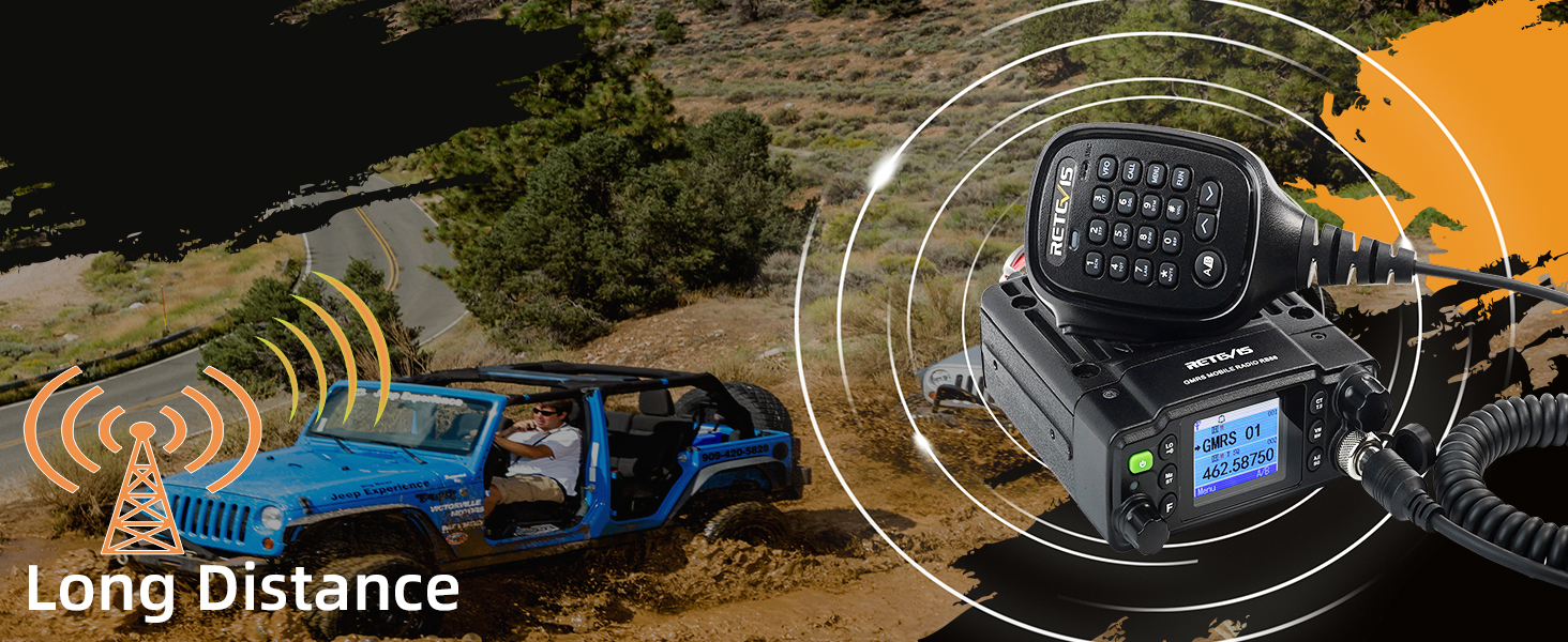 Heavy-duty GMRS mobile radio with long-range 