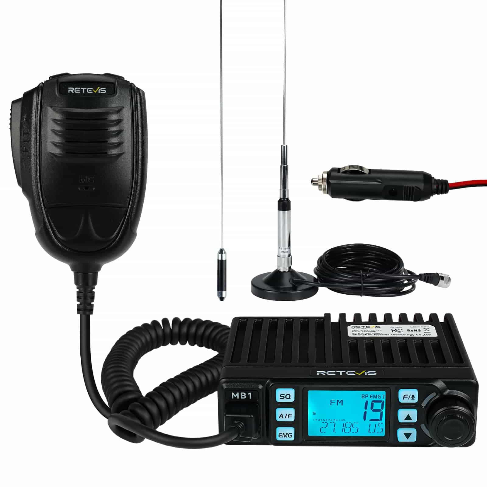MB1 4W Black MINI Dual-Mode CB Mobile Radio With Antenna