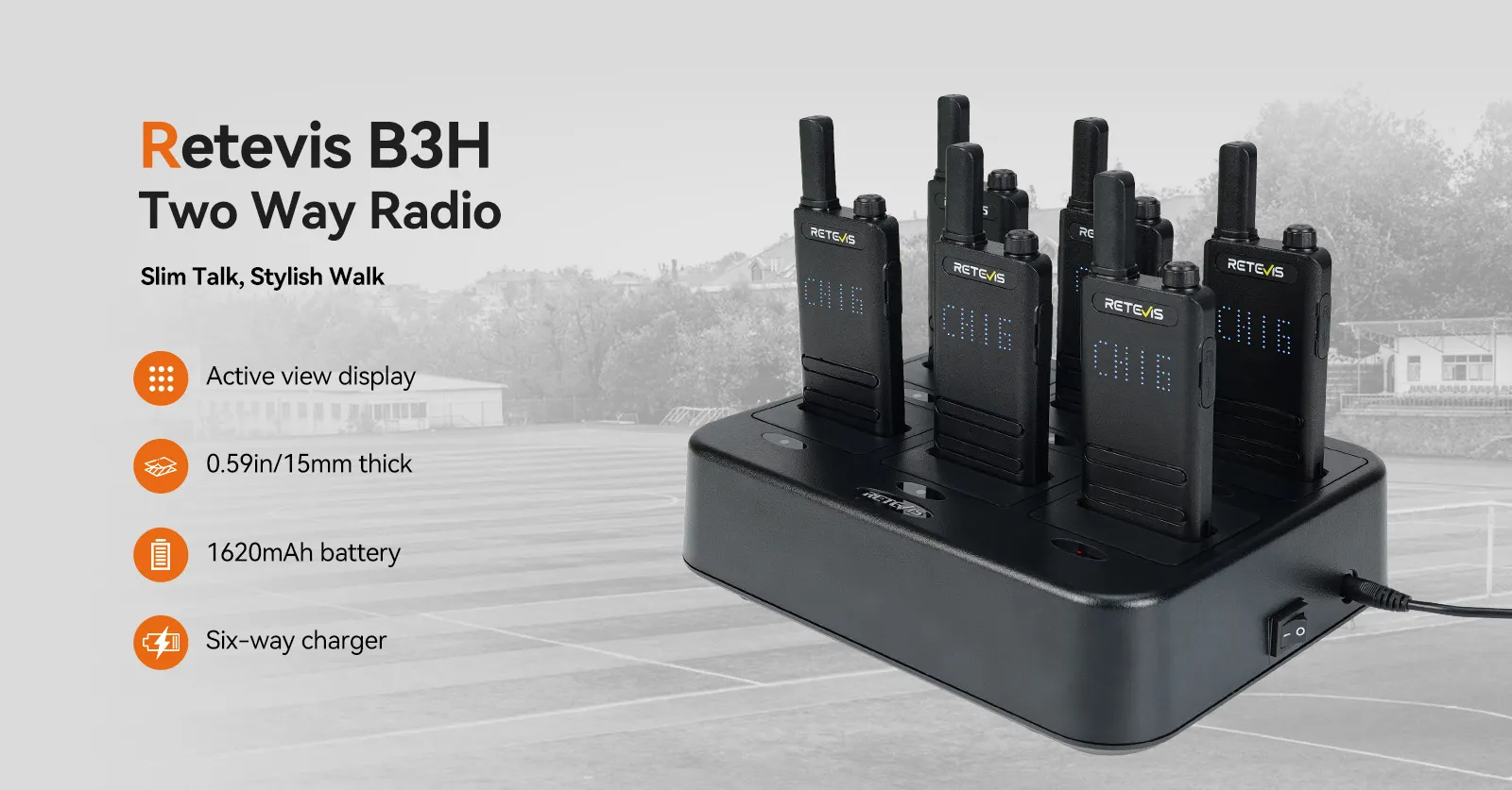 Retevis B3H Slim Portable Walkie Talkie 6PCS with Six Way Charger