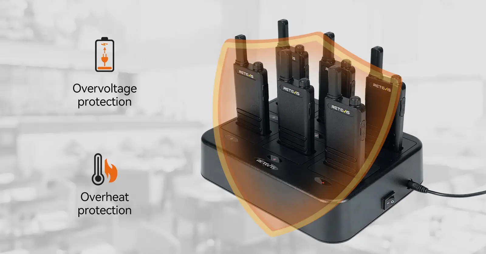Retevis B3H Walkie Talkie 6Pack with Six Way Charger