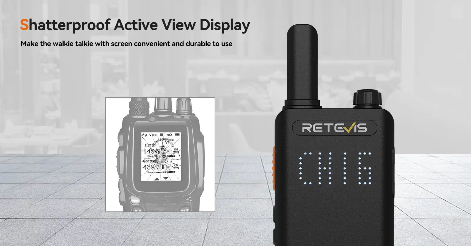 Retevis B3H Walkie Talkie with Shatterproof Hidden Display