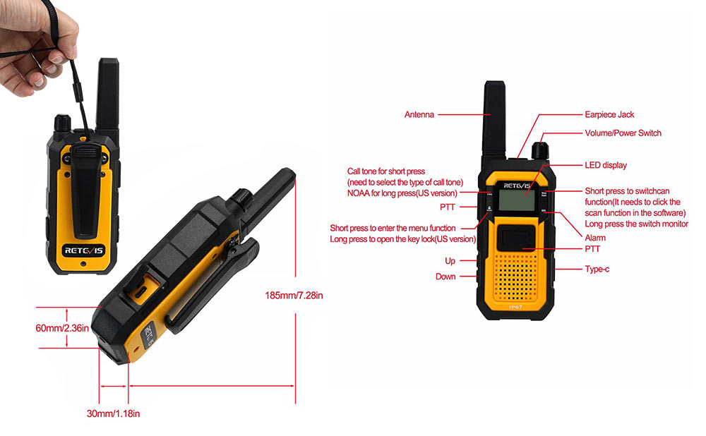 Retevis Orange RB48 Heavy Duty Waterproof FRS Two Way Radio 10 Pack