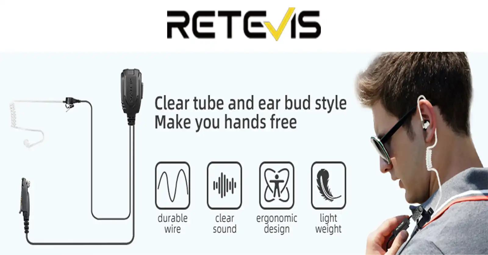 Air Acoustic Tube Earpiece Suitable for Ailunce HD1, RT29 long range high power radio