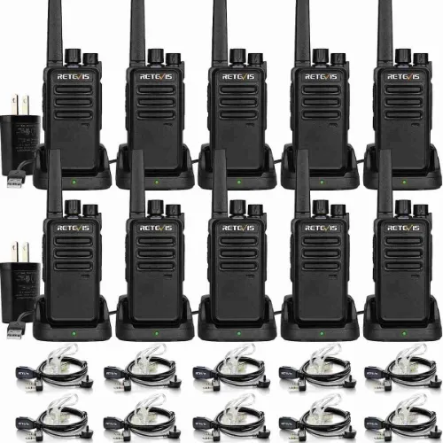 Retevis RT68 rechargeable portable 2 way radio with earpieces