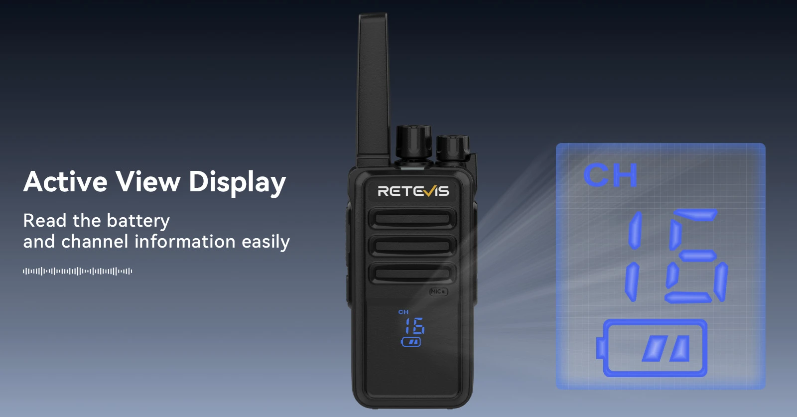 Retevis RT68H FRS Walkie Talkie with Active View Display