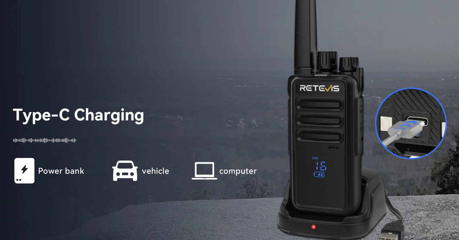 Retevis RT68H Walkie Talkie with Type C Port