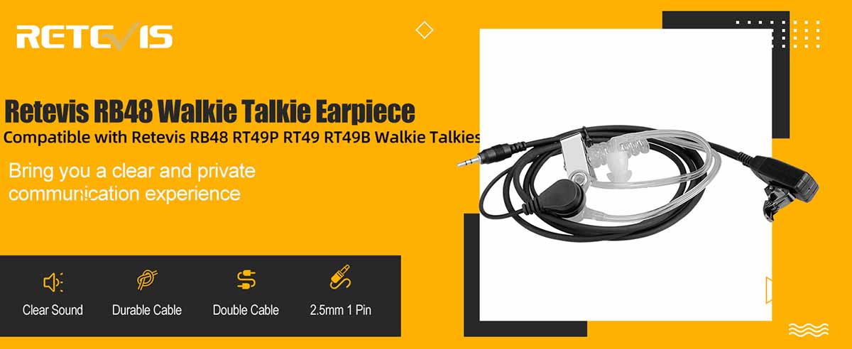 Retevis RB48 Walkie Talkies Headset with Mic 1 Pin 2.5mm