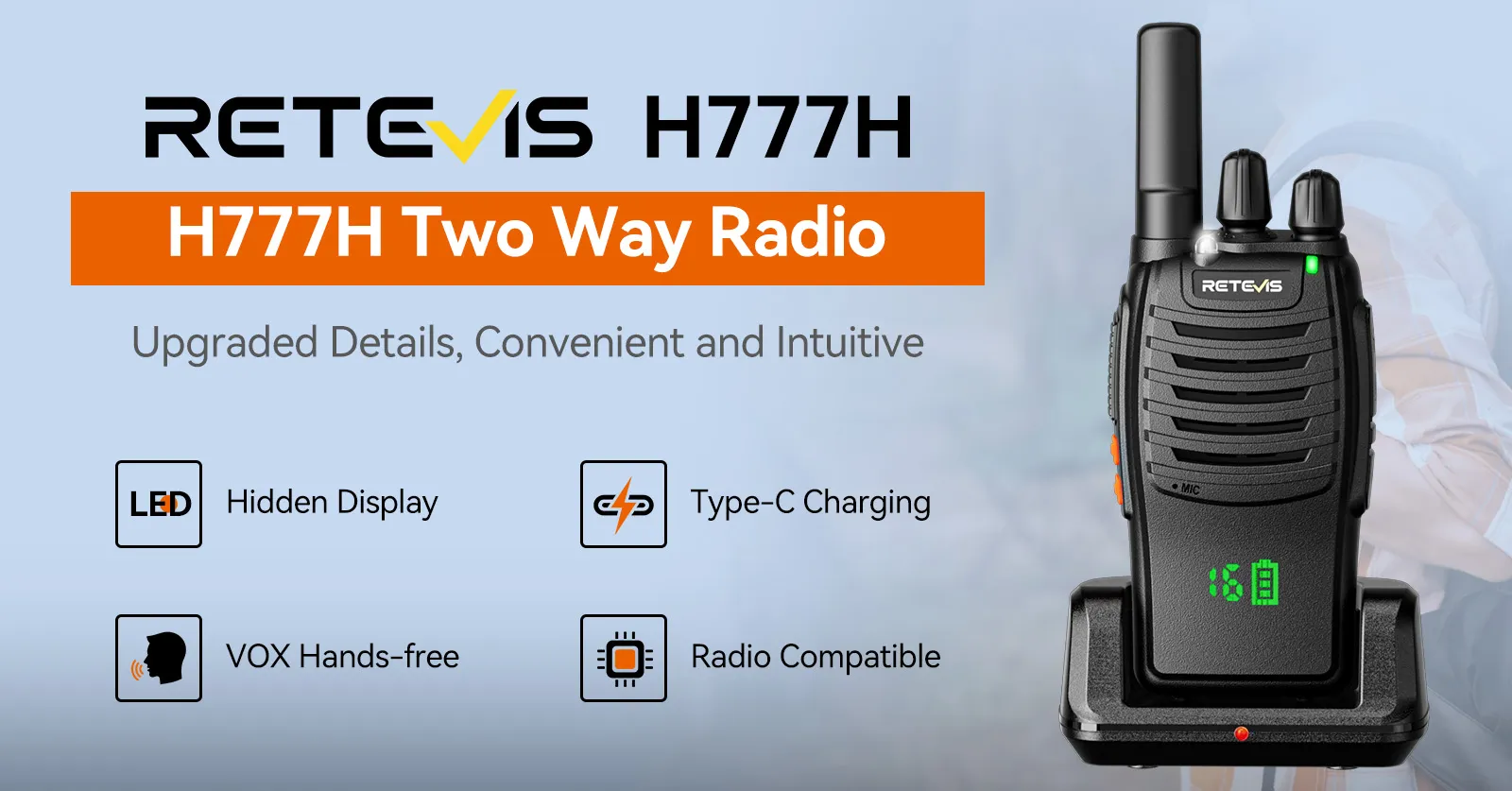 Retevis H777H Portable Business 2 Way Radios with Hidden Display 20 pack