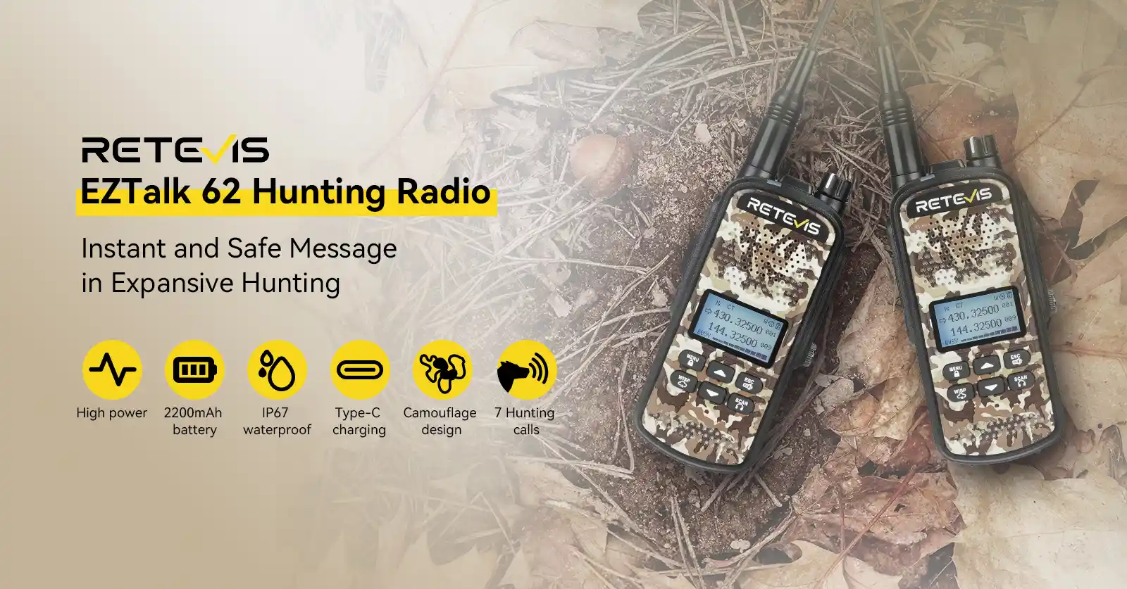Retevis EZTalk 62 Dual Band VHF UHF handheld radio 2pack