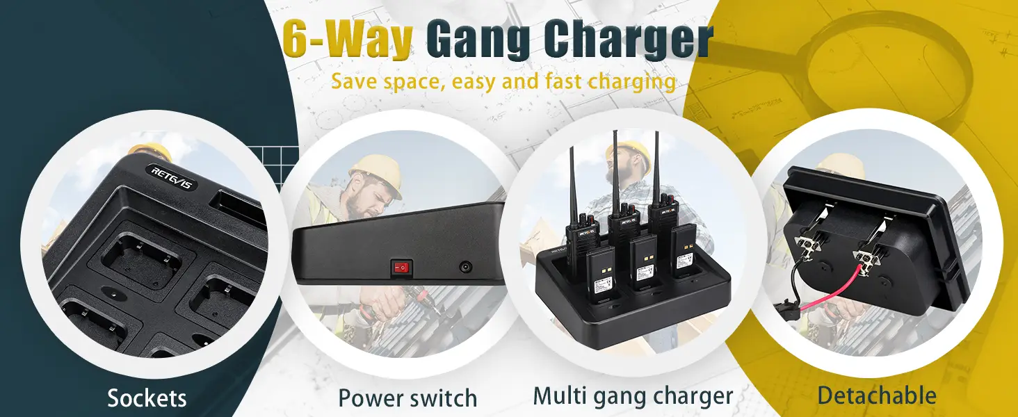 Retevis RT29 Long Range Handheld Radio Six-Way Charger