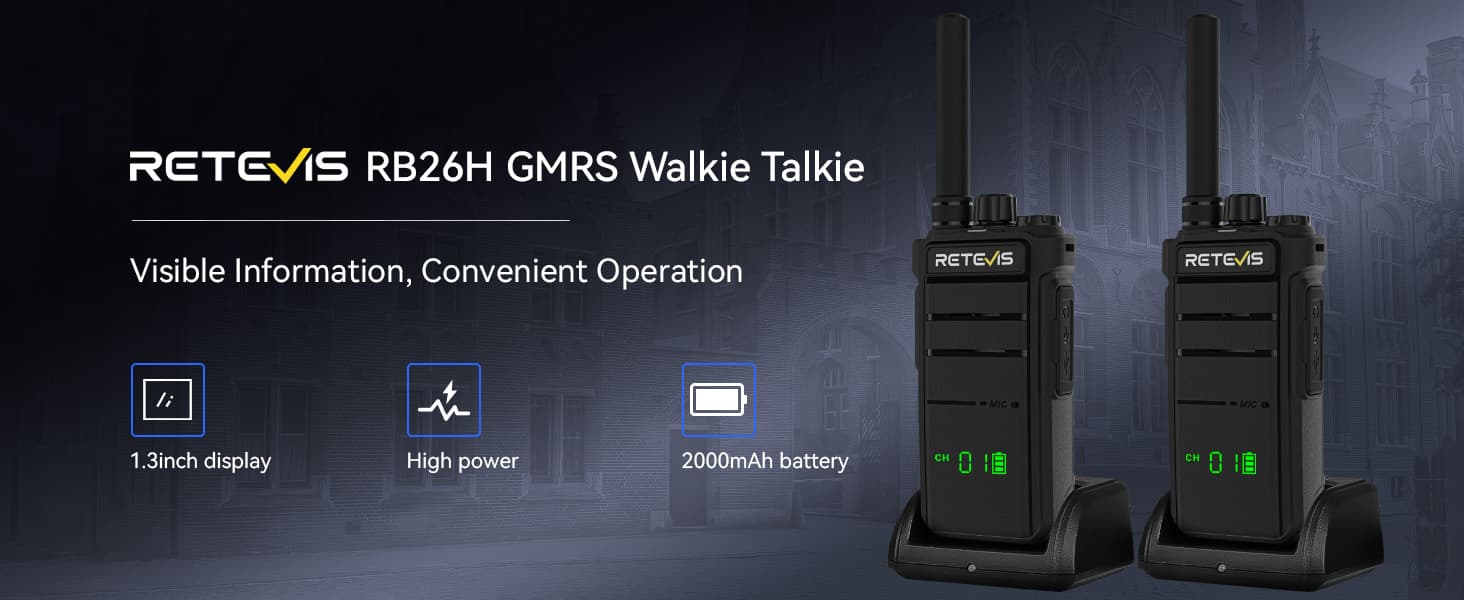 RETEVIS RB26H 隐藏显示 GMRS 手持对讲机