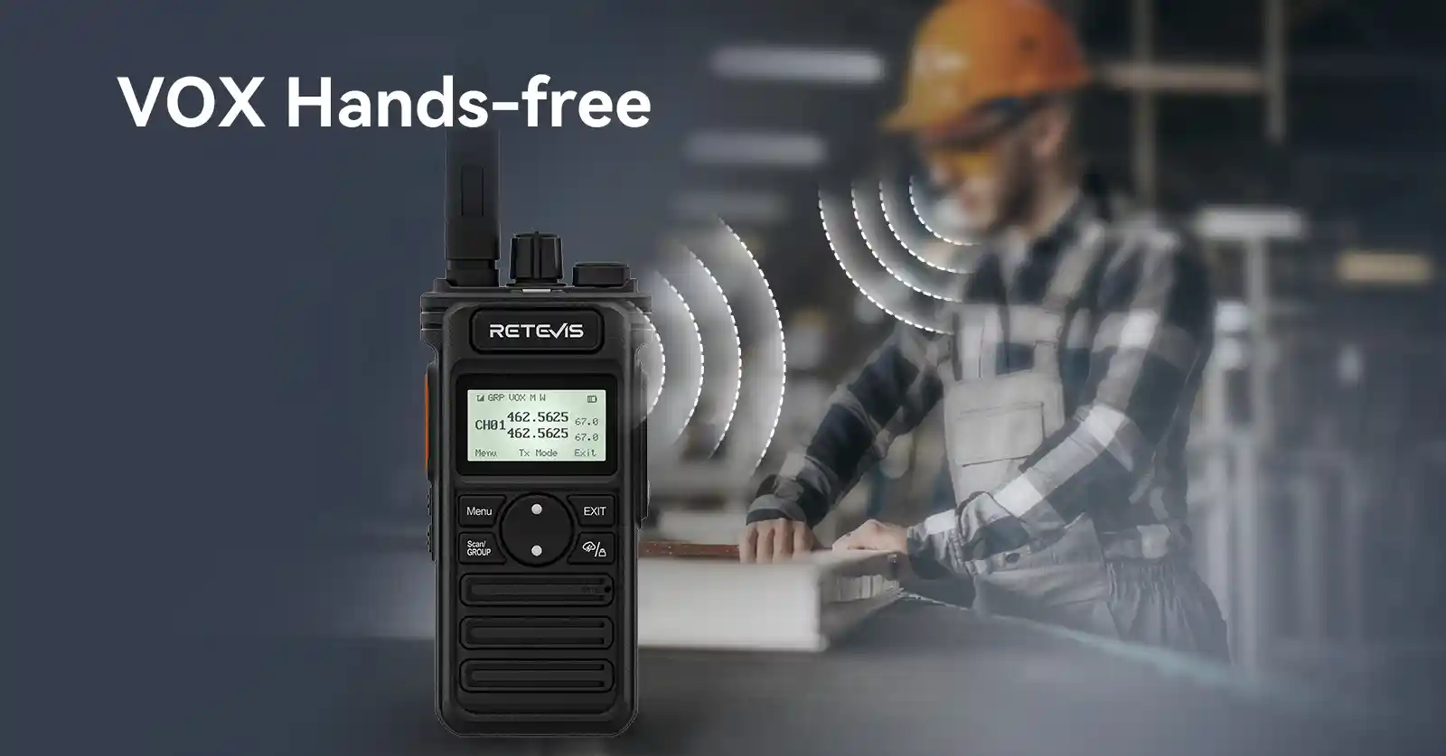 rt86s gmrs walkie talkie with VOX function