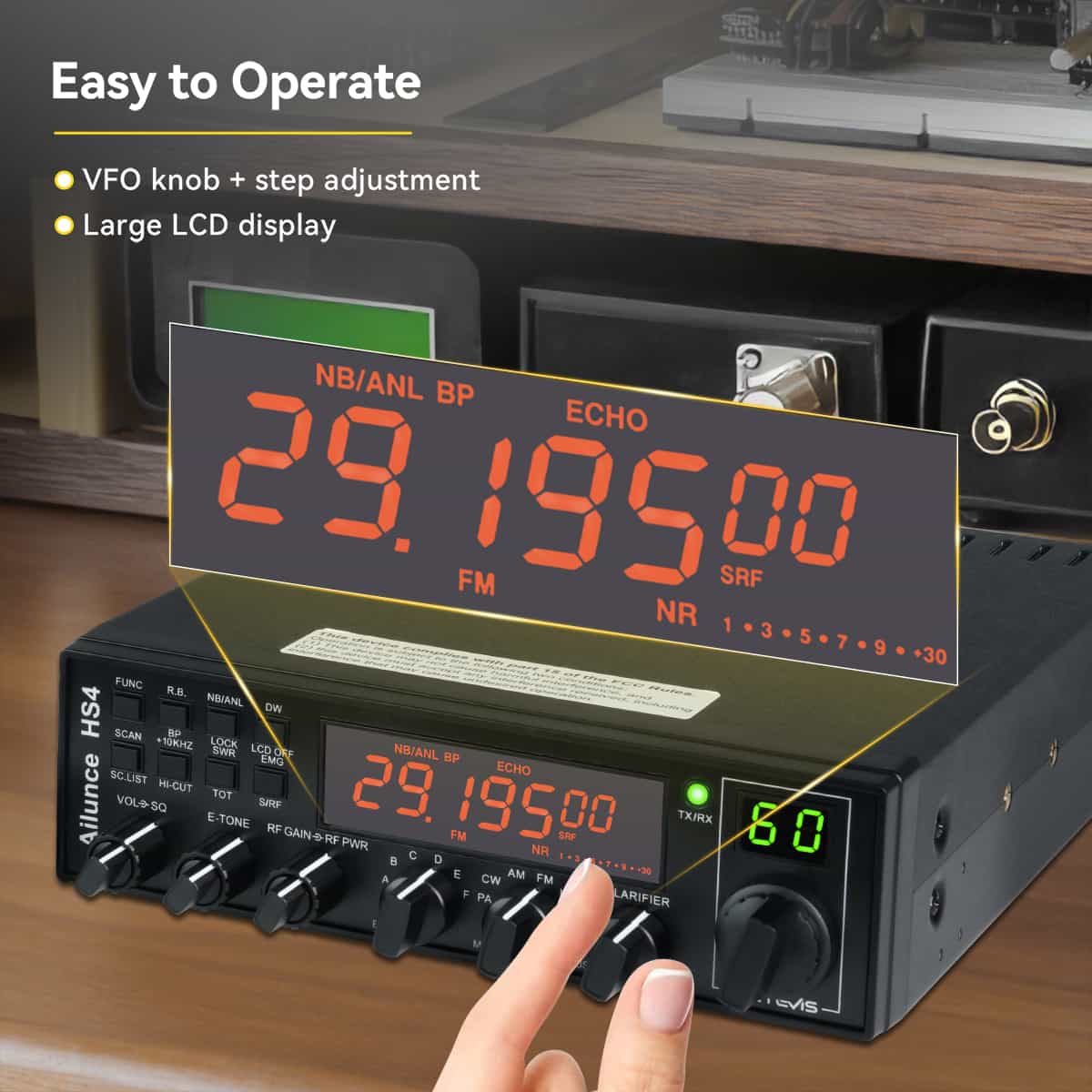 Large LCD Easy to operate 10-meter Band radio