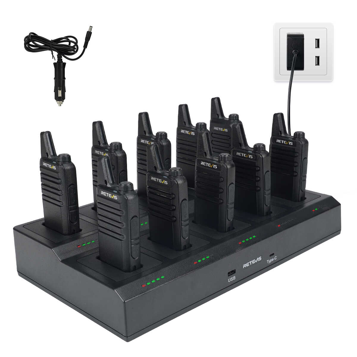 Retevis-RT22-Mini-Walkie-Talkie-10pack with 10-way charger