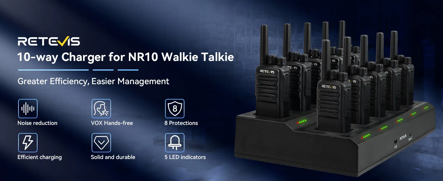 Retevis NR10 noise reduction 2 way radios 10pcs with 10 way charger