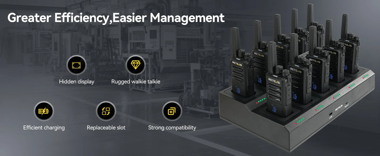 Retevis RT68H Hidden Display Handheld Radio 10PCS with 10 Way Charger
