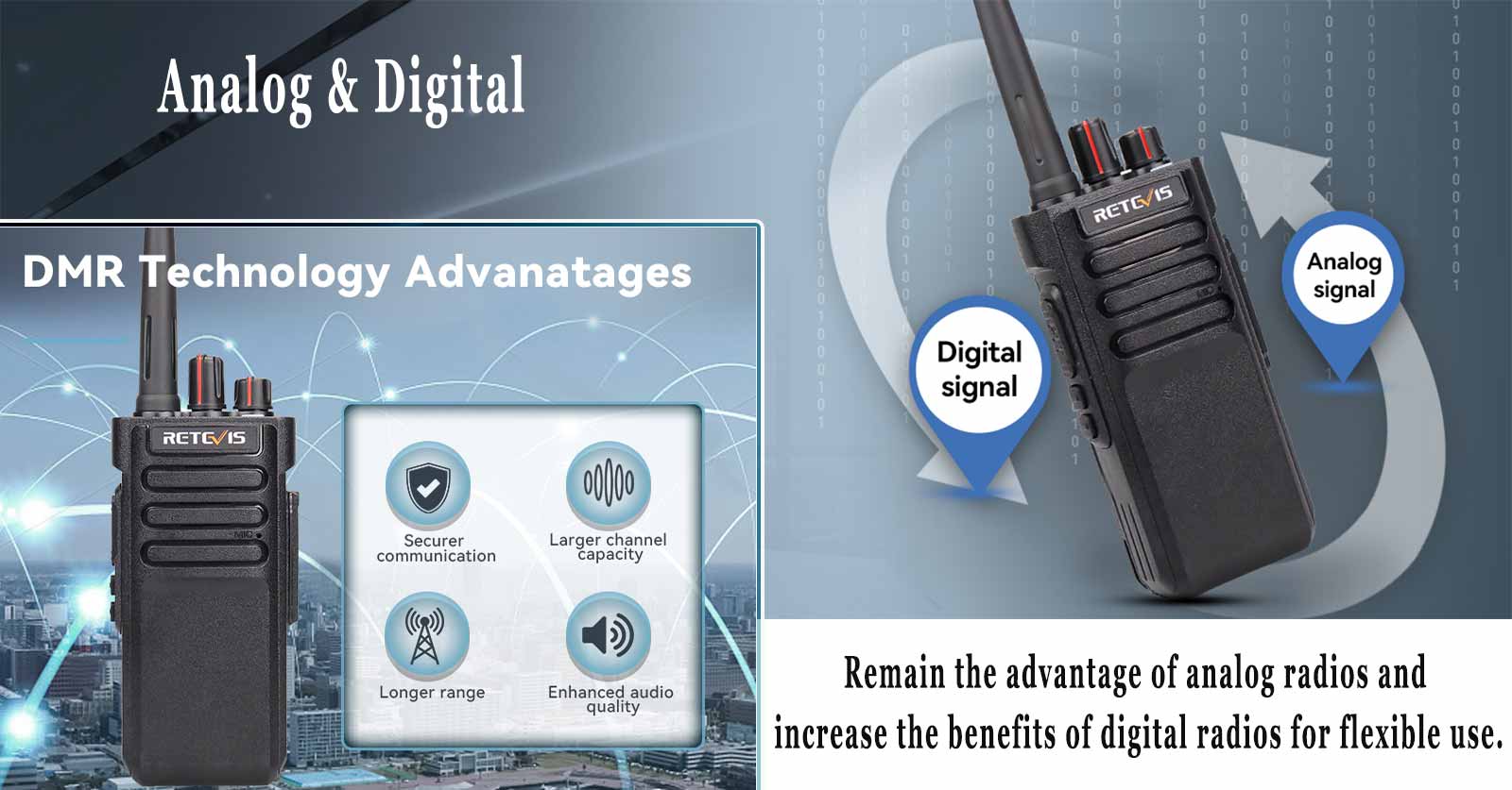 retevis rt29d long range digital radio with analog dual mode