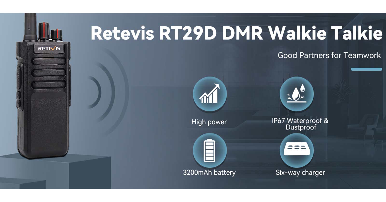 retevis rt29d long range business walkie talkie non-bluetooth version