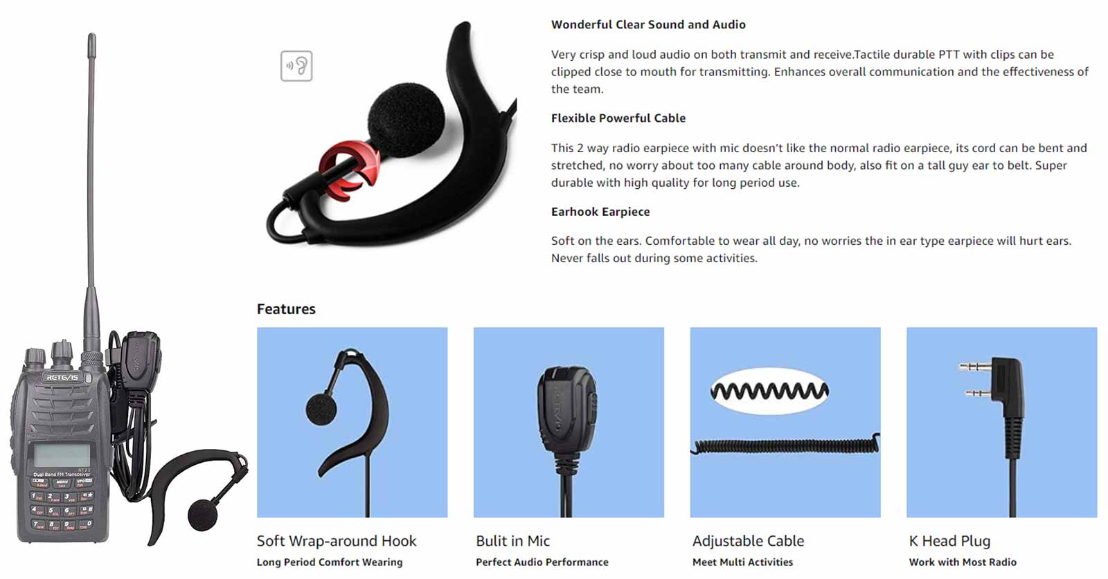 rt86s earpiece main feature 