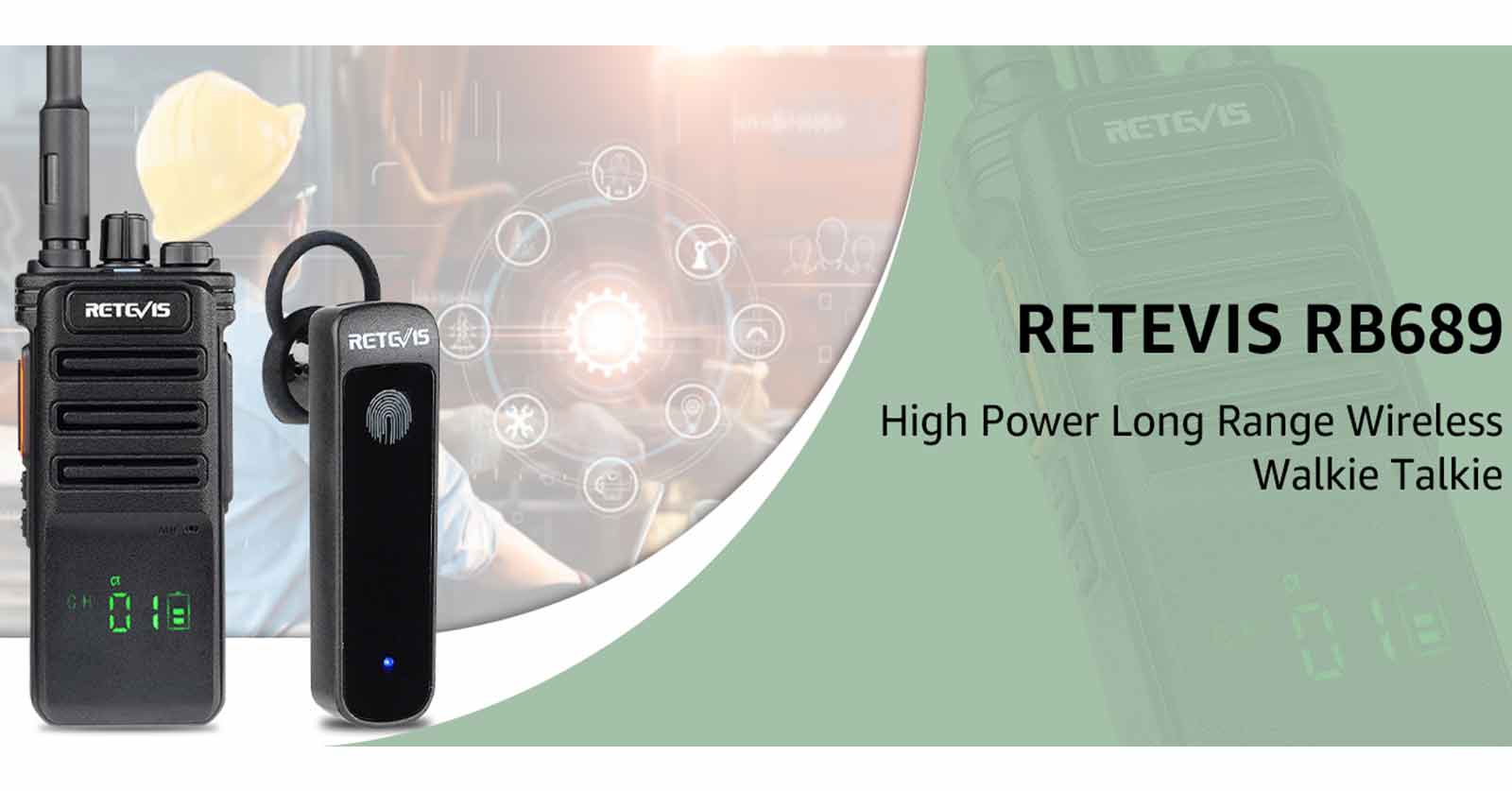 retevis rb689 uhf business handheld radio with buletooth earpiece