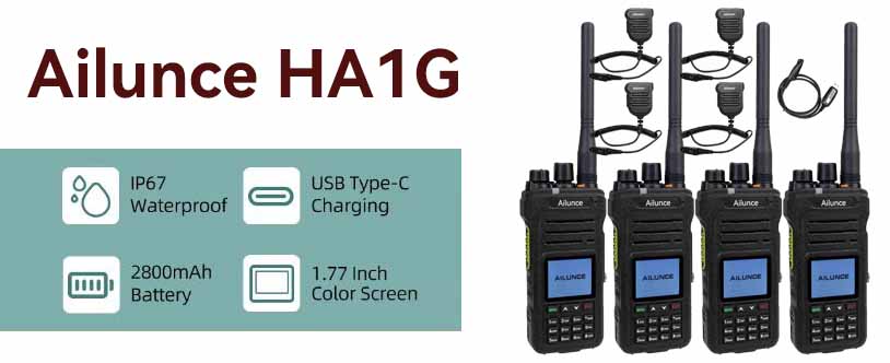 Ailunce HA1G IP67 waterproof GMRS handheld Radio with IP67 speaker mics 4PACK
