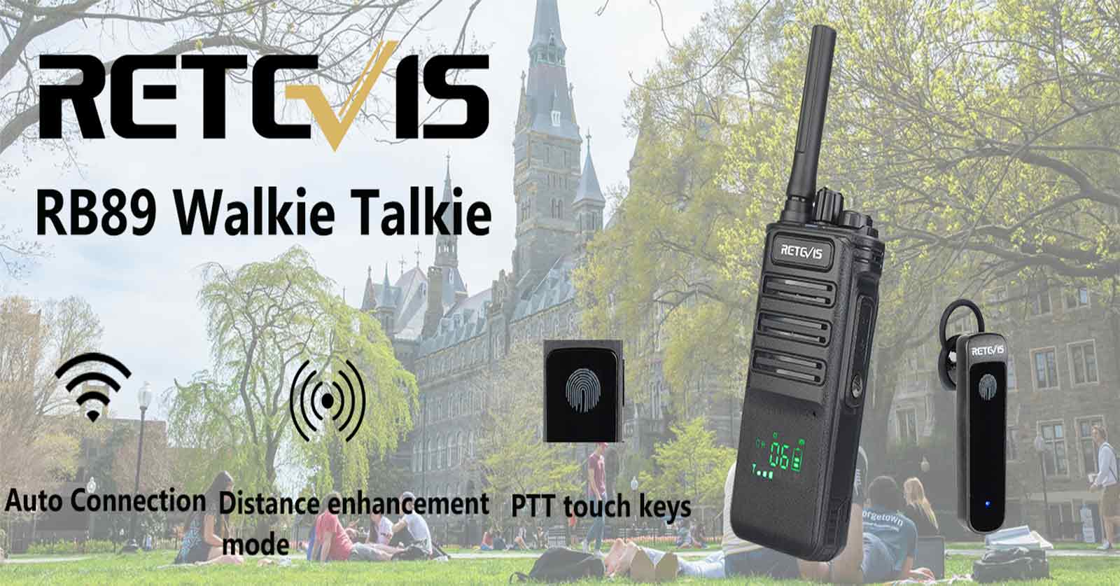 retevis rb89 gmrs business handheld radio with buletooth earpiece