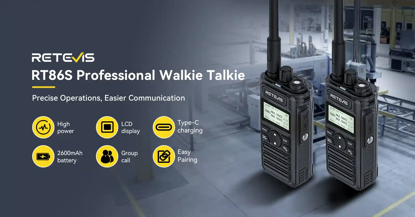 retevis rt86s gmrs handheld radio for business