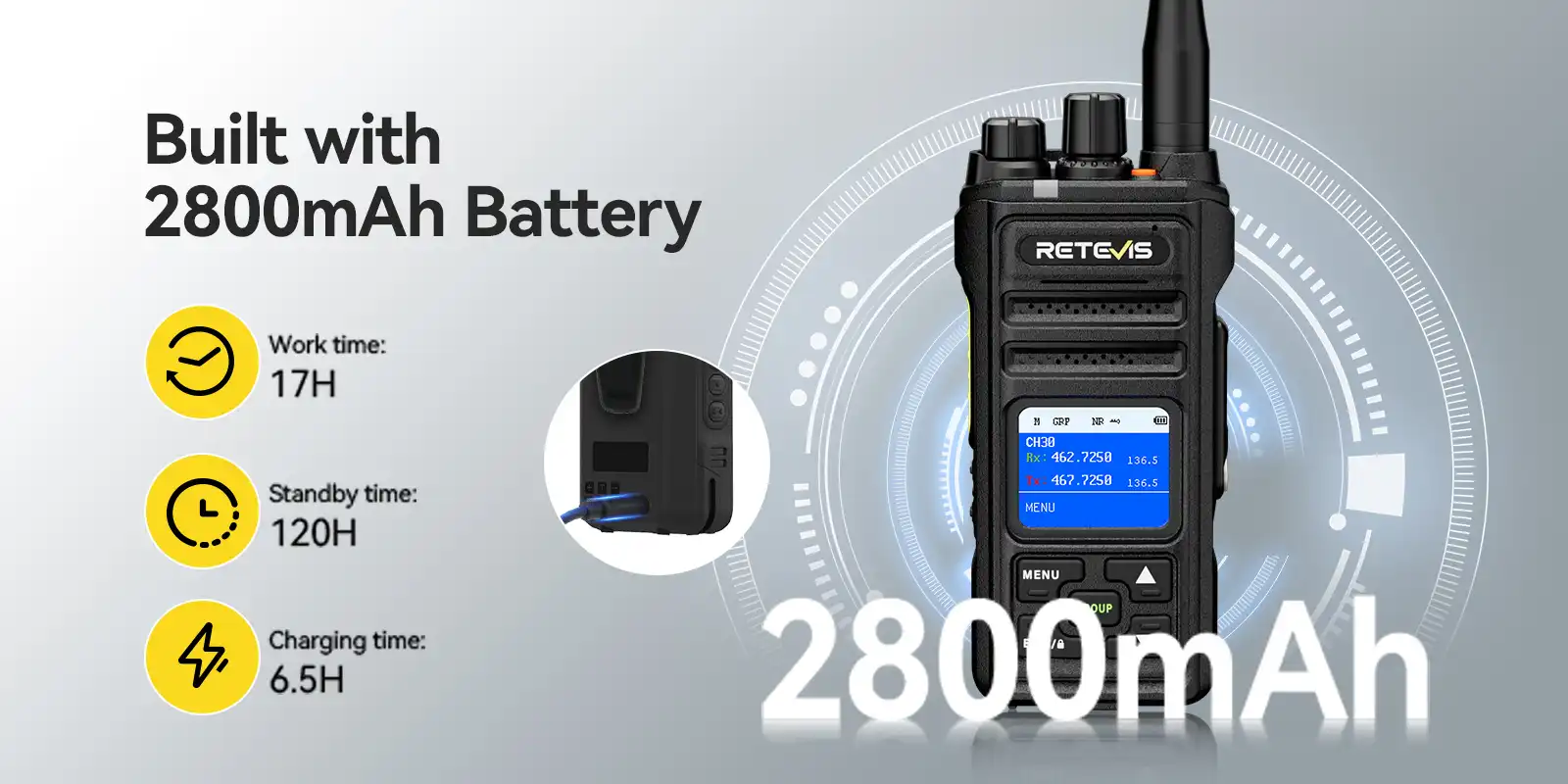 walkie talkie with large battery
