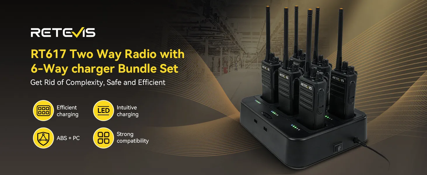 Retevis RT617 long range PMR446 walkie talkies 6pcs with six way charger