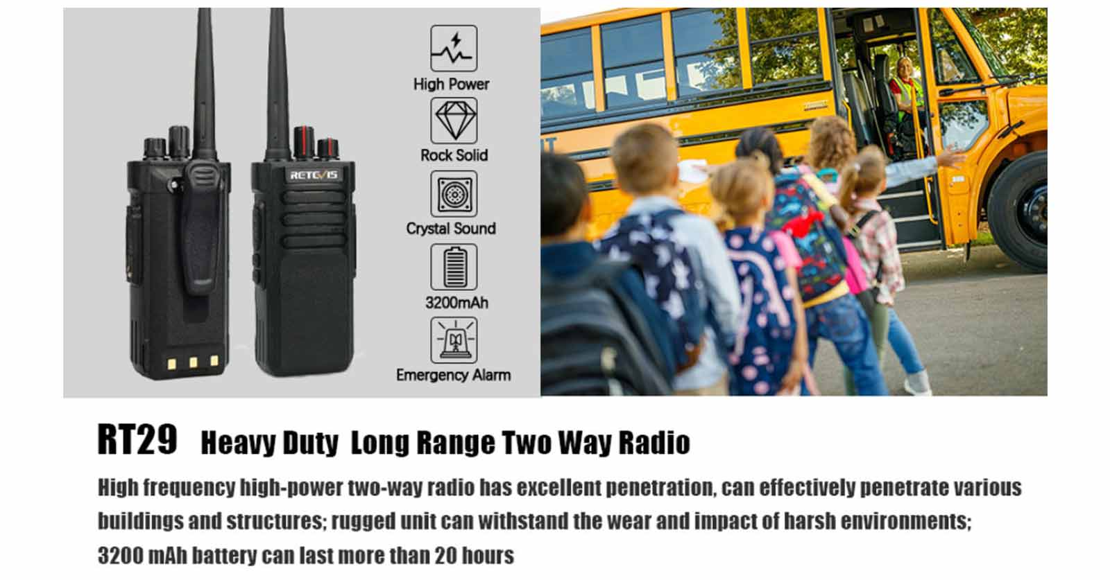 retevis RT29 UHF BAND Waterproof long-range radio 2 pack with earpieces