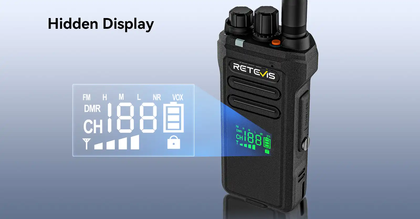 retevis nr30d long range waterproof radio with display