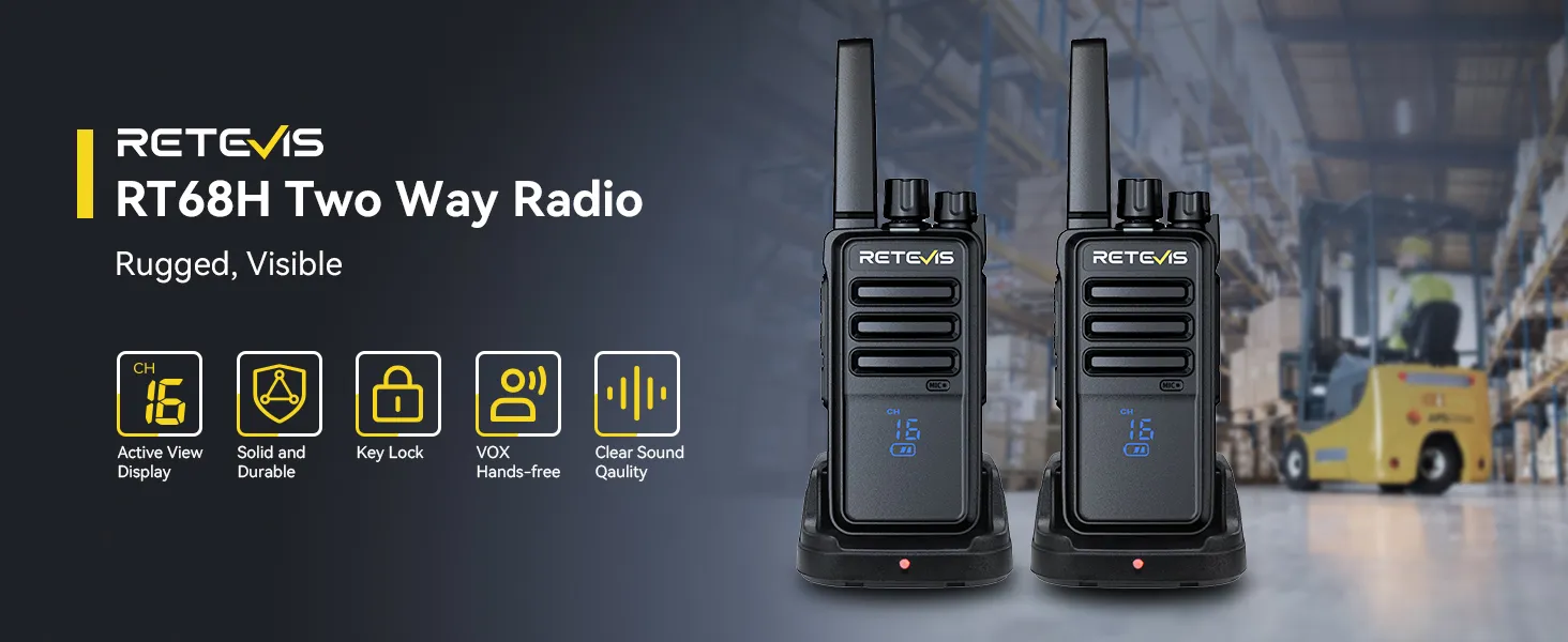 Retevis RT68H Hands Free Walkie Talkies with Earpiece 10PCS and 10 Way Charger