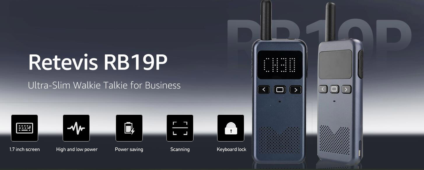 Retevis RB19P Walkie Talkies GMRS Radio, Ultra Thin, NOAA, USB-C, 2000mAh Rechargeable Battery Two-way radio