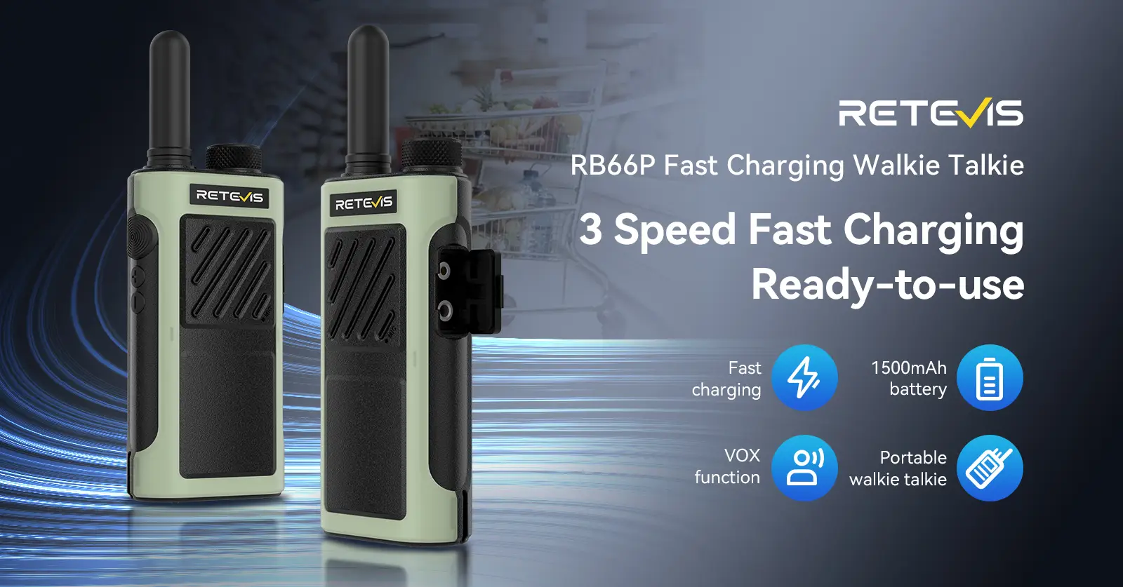 Retevis RB66P Fast Charging Portable Two Way Radio with Fluorescent Design