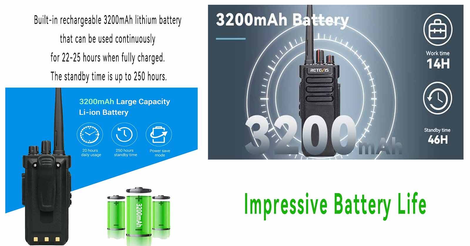 retevis rechargable walkie talkie for commercial users