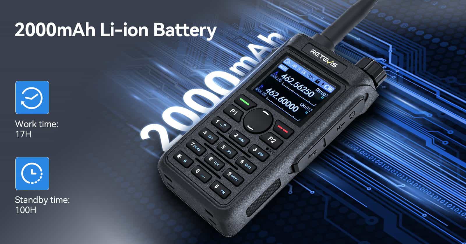 retevis c2 2000mah