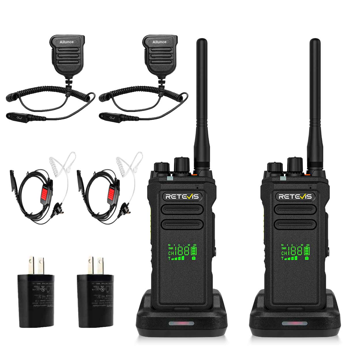 retevis nr30d long range waterproof radio with speaker and earpiece