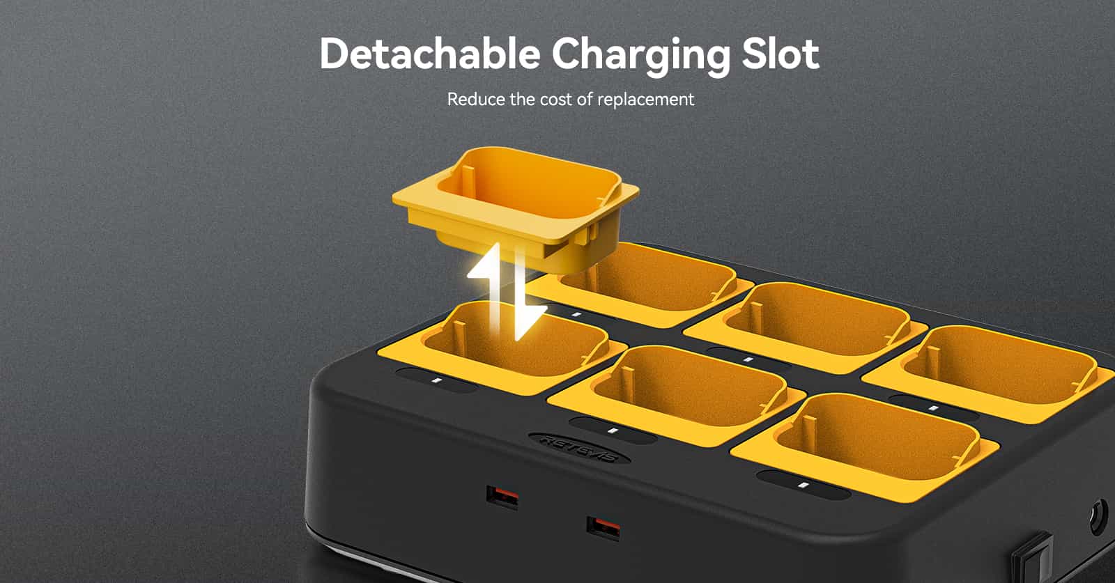 Six-Unit Multi-Charger slot can be removeable