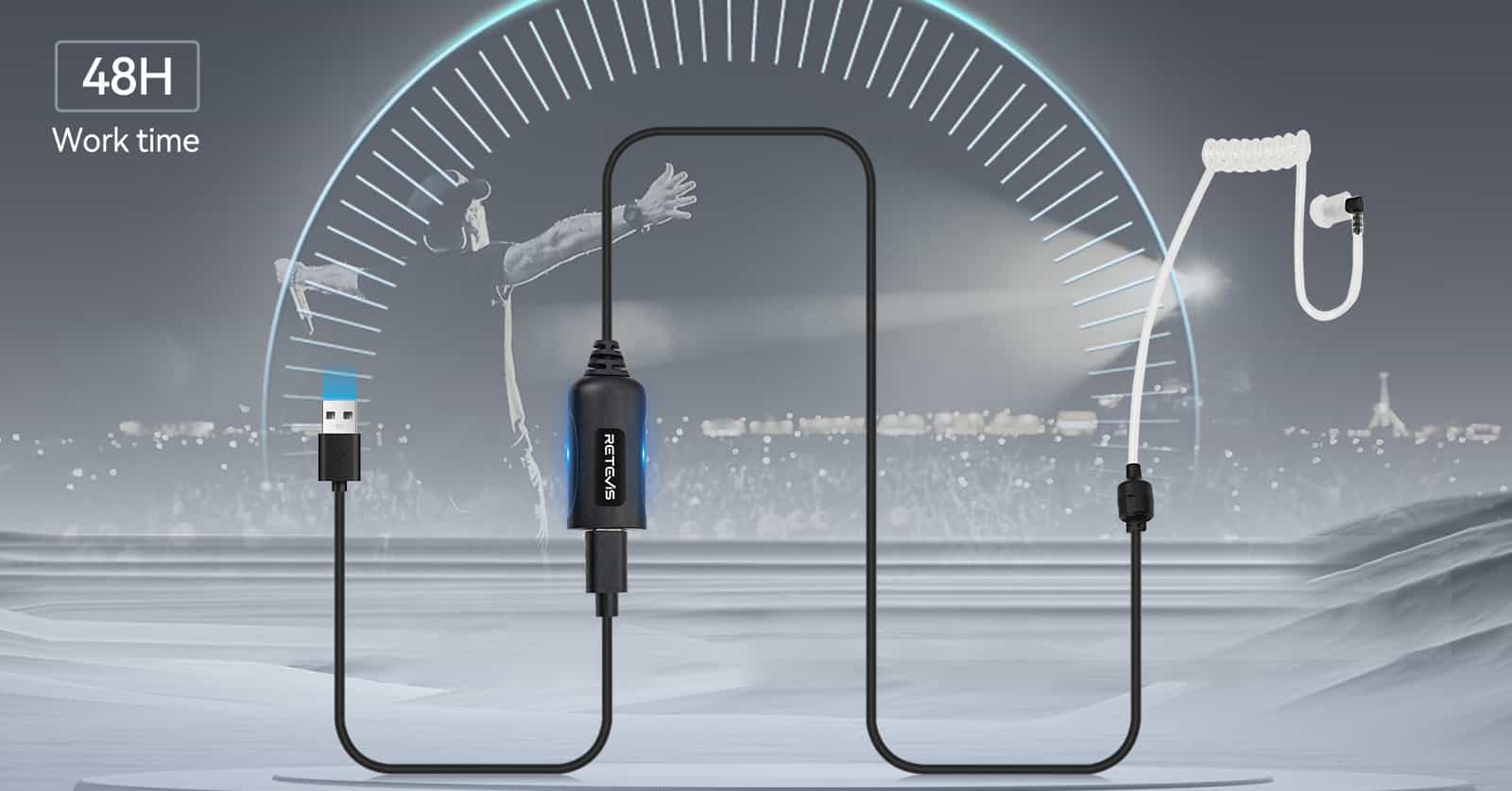 Rechargeable walkie talkie earpiece