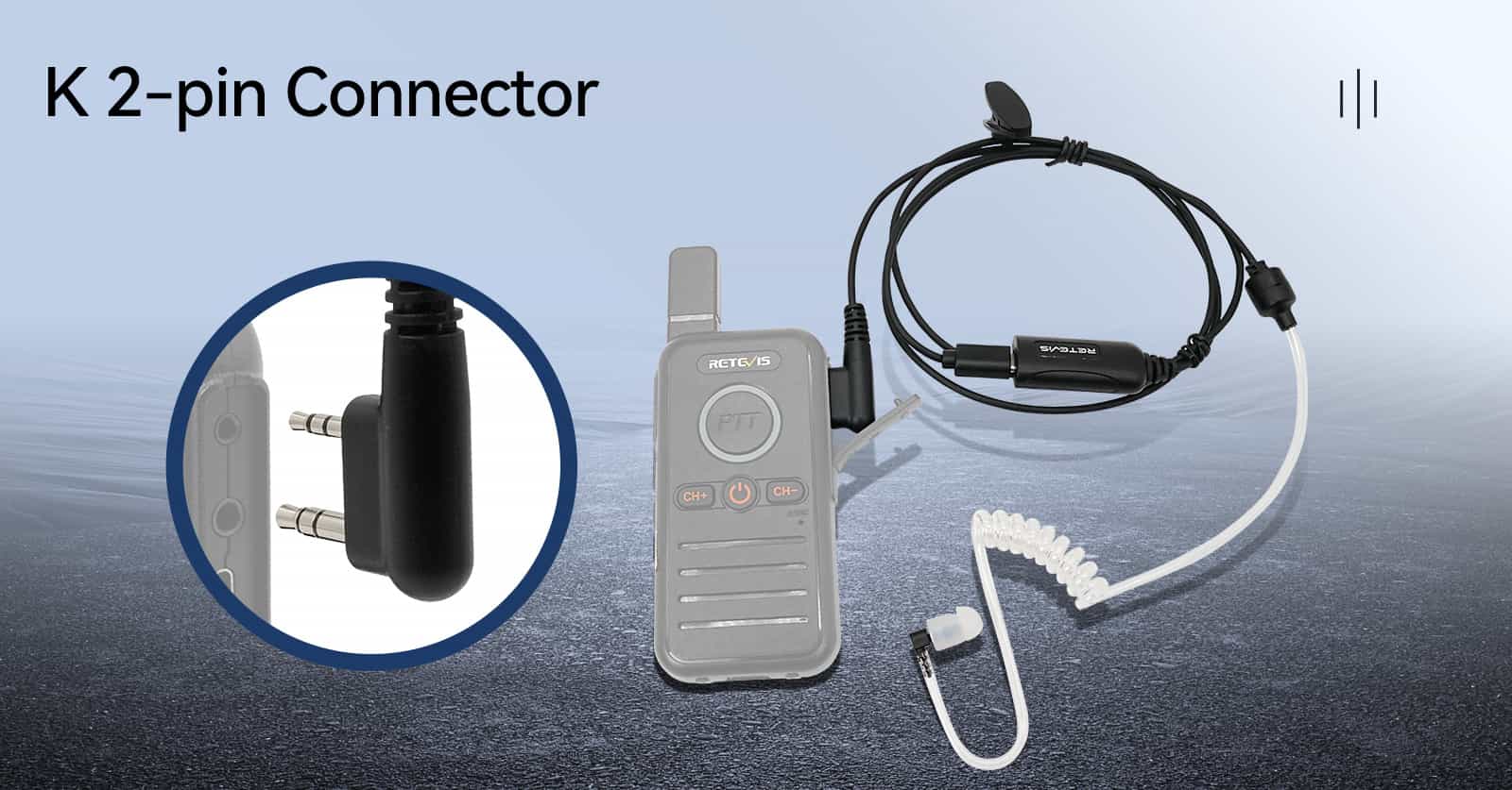 K 2-pin Connector earpieces for Retevis radios and baofeng radios