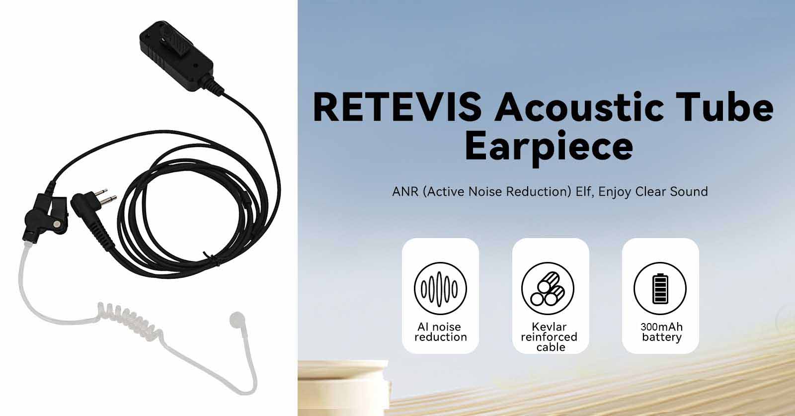 Motorola 2Pin Covert Acoustic Tube Earpiece for motorola two way radios