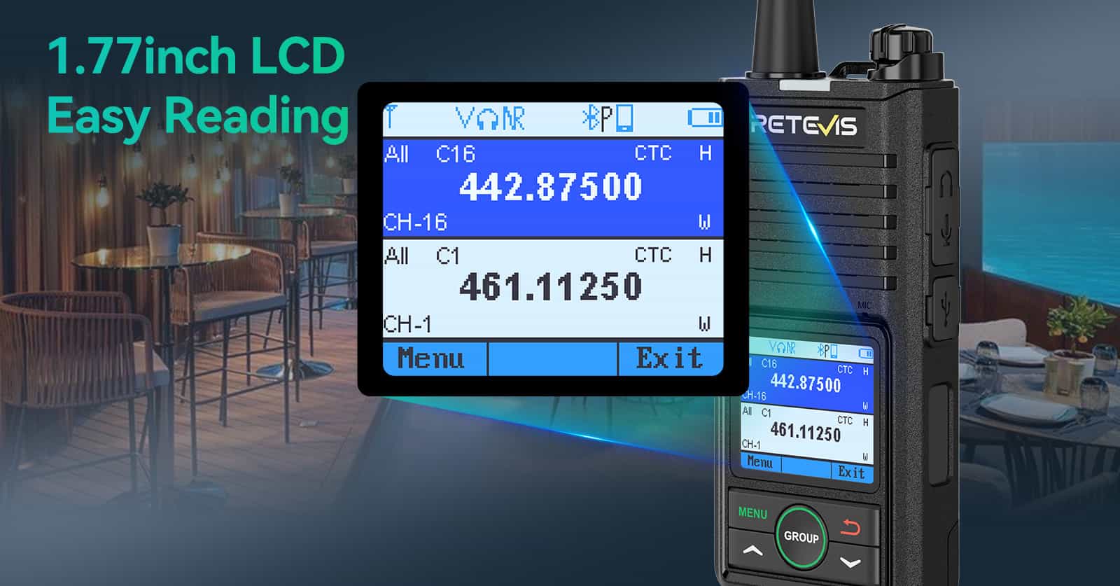 Retevis RB658 1.77inch LCD Display Radio Walkie Talkies
