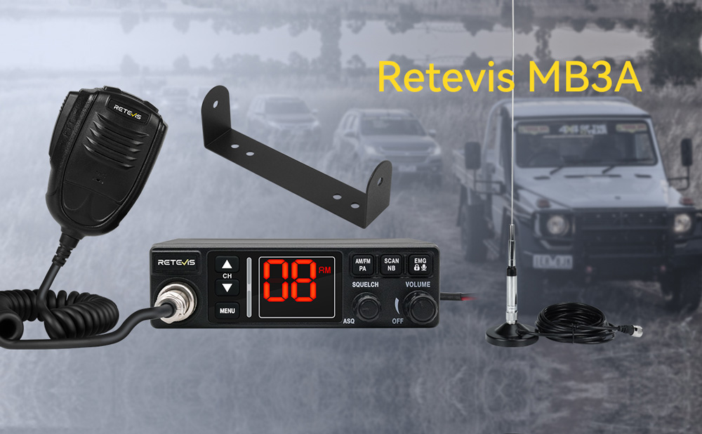 Retevis MB3A Dual-Mode AM/FM CB Radio With Automatic Noise and Antenna