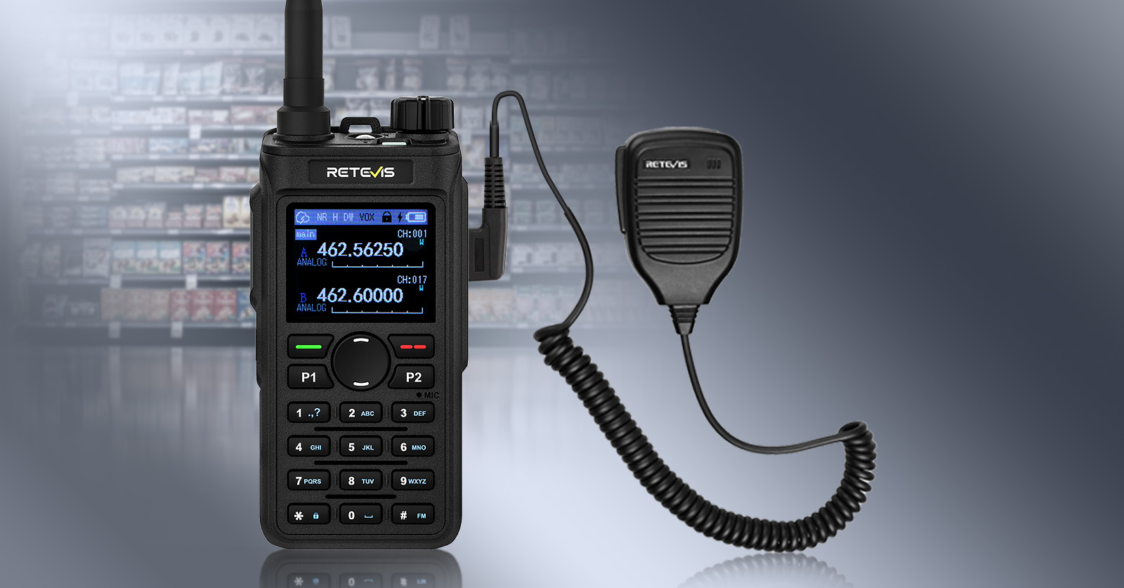 retevis c2 GMRS radio with speaker microphone