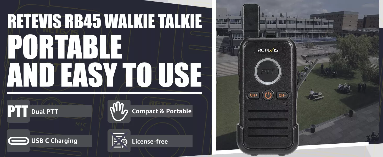 Retevis RB45 Ultra Thin Walkie Talkies with Big PTT