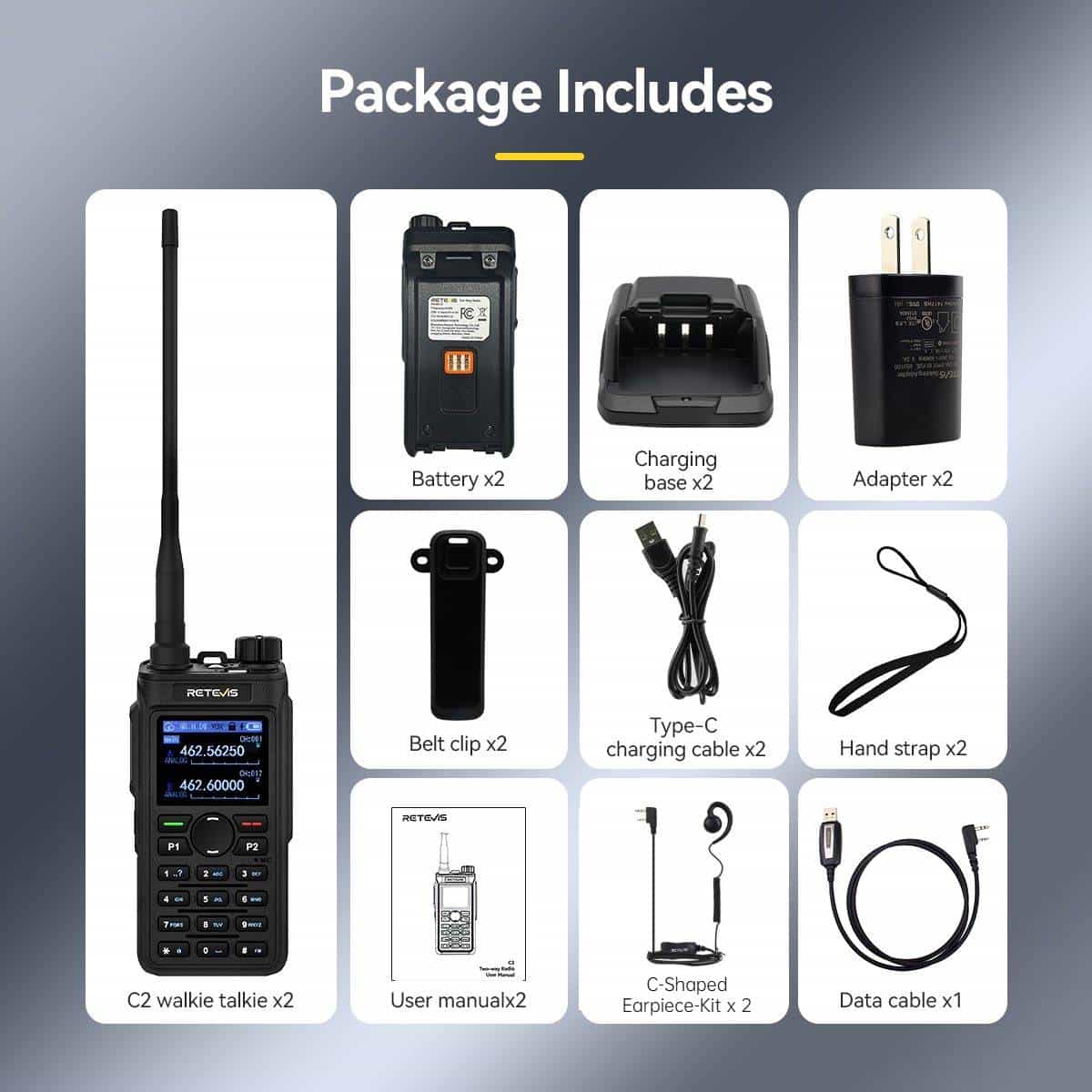 Package details for retevis c2 carrying headset