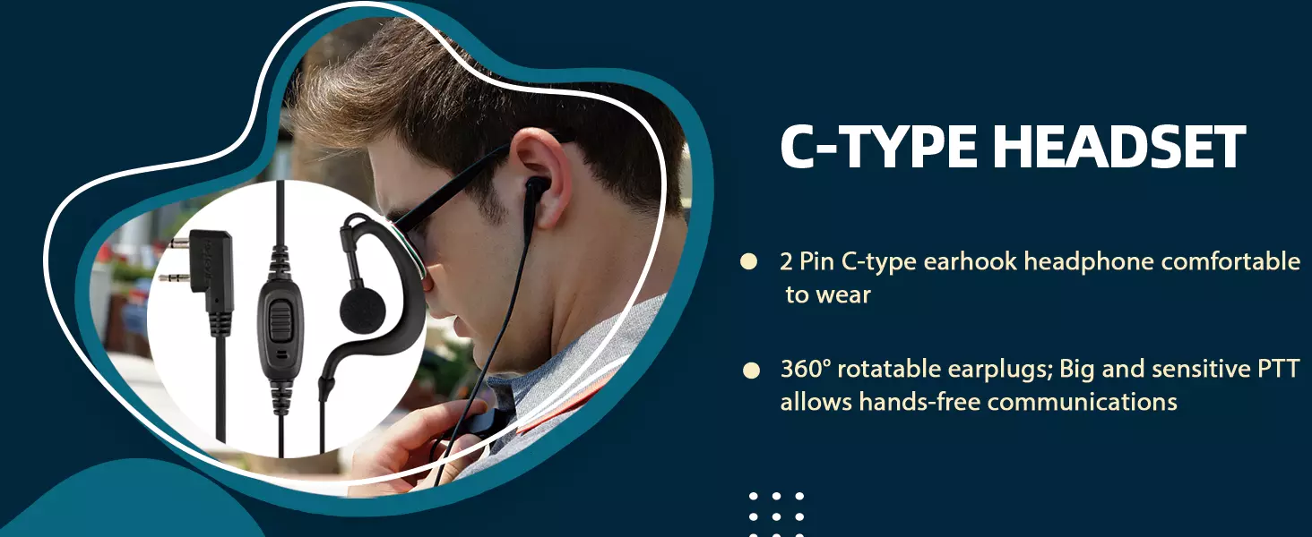 Retevis RT17 portable FRS business two way radio with earhook earpieces